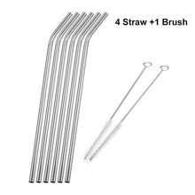 Load image into Gallery viewer, 6pc Silicone Drinking Straws with 2pc Cleaning Brushes