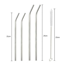 Load image into Gallery viewer, Reusable Stainless Steel Straw with 1 Cleaner Brush Kit - 4pcs