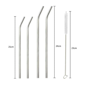 Reusable Stainless Steel Straw with 1 Cleaner Brush Kit - 4pcs