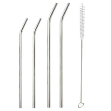 Load image into Gallery viewer, Reusable Stainless Steel Straw with 1 Cleaner Brush Kit - 4pcs