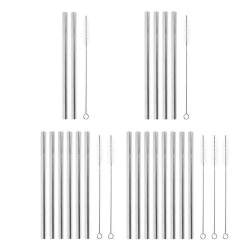 2/4/6/8Pcs Stainless Steel Straws with Cleaning Brush Set